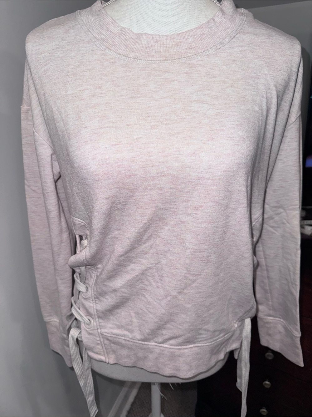 90 Degree By Reflex Light Pink Lace-Up Side Sweatshirt